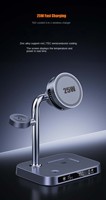 Station de charge 3-en-1 à refroidissement TEC rapide 25W en alliage de zinc, avec affichage, pour téléphone, montre et écouteurs sans fil – Vente chaude AFY