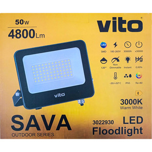 Projecteur LED Vito 50W 4800Lm 3000K Blanc Chaud pour Éclairage Extérieur - Product Image 2