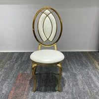 Chaises de banquet modernes en métal doré, élégantes chaises de mariage en acier inoxydable avec pieds courbes pour salle de bal d'hôtel et espace événementiel
