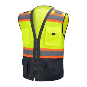 Durable High Visibility Mesh Vest Construction Site Work Vest Customize Surveyor Reflective Safety Warm Vest with Zipper - Product Image 2
