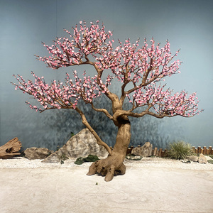 Décoration d'art intérieure de style chinois pour la maison et le jardin, grand arbre artificiel de fleurs de pêcher, arbres à fleurs de prunier rouge, fausse plante de pin - Product Image 4
