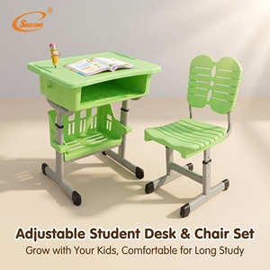 Ensemble Chaise et Table Scolaire Professionnel Moderne en Plastique et Métal, Réglable, avec Tiroir, pour Collège - Product Image 4