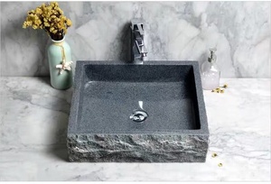 Lavabo de mármol con <span class=keywords><strong>encimera</strong></span> blanca, lavamanos <span class=keywords><strong>cuadrado</strong></span> de piedra, lavabo de granja - Product Image 5
