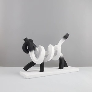Ornement en résine amusant de chat moderne de style européen, lumière, ligne torsadée abstraite de luxe, déco abstraite écologique pour chambre d'enfant - Product Image 4