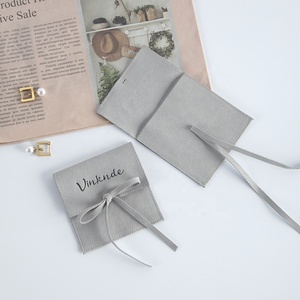 Luxury Gray 6x6 cm Flap Pouch Customized Suede <b>Envelope</b> Luxury <b>Gift</b> Bags for Jewelry Packaging Jewelry Container - Product Image 3
