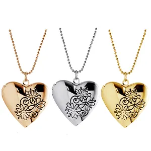 JAENONES The New Vintage Fashion Printed Hearts Box Floating Locket Necklace