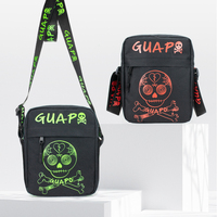 Op maat gemaakte vintage mode lichte canvas telefoon schoudertas/crossbody tas met letterpatroon, multifunctioneel voor heren