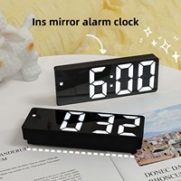 YAOQIU YQ-0745 Horloge numérique silencieuse à affichage miroir lumineux, style Instagram, mécanique, à piles, avec compte à rebours et alarme intelligente