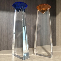 ADEL DaoTian ADL1252CTA Trophée en verre gravé au laser avec cristaux de diamant colorés, personnalisé, tendance mode, pour sports