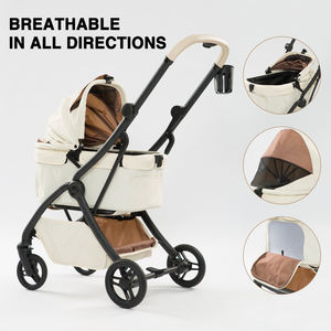 Carrinho de Cachorro Personalizado Branco Carrinho de Animais de Estimação Carrinho de Gato Dobrável para Viagem Durável com 4 Rodas - Product Image 3