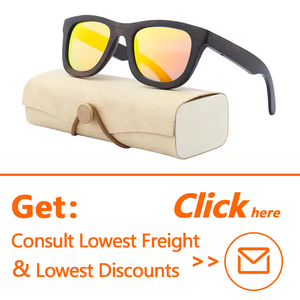 Men's Fashion Designer <b>Sunglasses</b> with Custom Logo Polarized <b>Bamboo</b> Wooden Shades in Blue Red Yellow Purple Frame Colors - Product Image 2