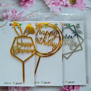 Décoration de gâteau en acrylique doré, cupcake, joyeux anniversaire, dessert, décoration de gâteau - Product Image 4