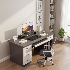 Ensemble de bureau et de chaise de bureau moderne et durable en MDF avec tiroirs pour usage commercial, adapté aux appartements, postes de travail sains - Product Image 1