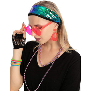 Conjunto de Disfraz de los Años 80 para Mujer, Falda Tutú, Diadema, Gafas, Collar, Accesorios para Disfraz de Halloween o Navidad - Product Image 3
