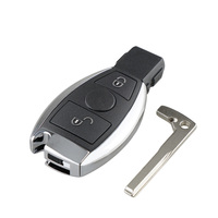 Clé de voiture télécommande Mercedes Benz 433 MHz à 2 boutons, en ABS noir, non coupée, pliable, avec puce BGA pour E/S/G/CLK/SLK/ML