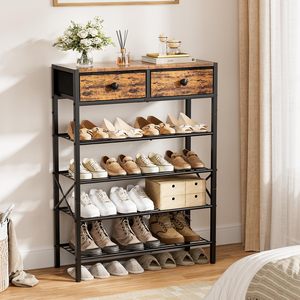 SENYU Zapatero Metálico Desmontable de Cuatro Niveles, Mueble de Almacenamiento Moderno y Minimalista para Entrada, Organizador con Cajones para Sala de Estar/Comedor - Product Image 2