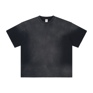 Moda Sun Faded Wash Oversized Streetwear T Shirt Hombres Ácido Blanqueado Oversized Print Logo T Shirts - Product Image 3