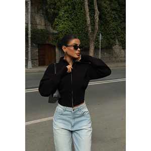 Cárdigan de Punto con Doble Cierre Balboa, Negro, Estilo Bohemio Informal, Jacquard, Tejido de Lana para Otoño y Primavera, Estampado, Sólido, Patchwork - Product Image 4