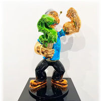 Offre Spéciale galvanoplastie fibre de verre Popeye Sculpture dessin animé jeu Figure Art Chrome résine Popeye tenant Dollar crème glacée Statue