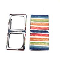 Kunden spezifisches Design Quadrat Regenbogen Farbe Pu Leder Taschen spiegel