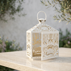 Portavelas Moderno 2026 de Metal Blanco con Diseño Navideño para Decoración del Hogar - Product Image 2