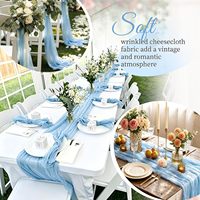 Lot de 10 chemins de table en gaze de coton bleu clair, style bohème rustique, semi-transparents, pour la décoration de table à manger