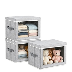 Cubes de rangement en tissu, boîtes de rangement décoratives, paniers, organiseurs de placard, bacs de rangement avec couvercles pour la maison et le bureau - Product Image 1