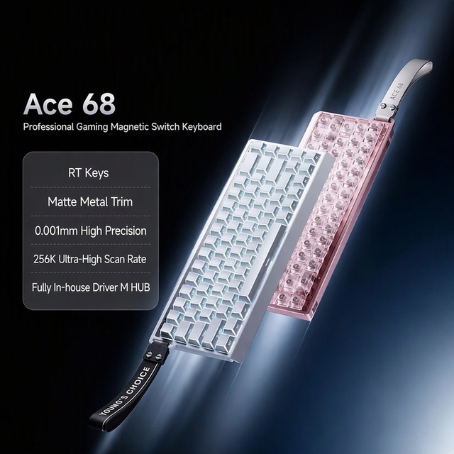 ACE68 Mechanical RGB Backlit Magnetic Switch Gaming Keyboard Wired Rapid Trigger 8K Polling Rate Esports Customized