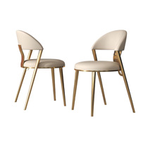 Salle à manger de mariage Chaises de salle à manger modernes en cuir beige Chaises d'invité en métal pieds dorés pour événements hôteliers Chaises d'hôtel dorées