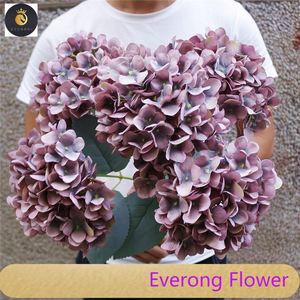 Muestra gratis 5 cabezas de seda artificial blanco Hortensia flor Hortensia flores para la decoración del hogar y la cocina - Product Image 5