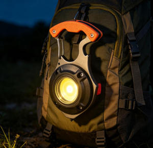 Portable Aluminum Carabiner COB Flashlight with Bottle Opener Safety Hammer Waterproof USB Rechargeable Work Light for Outdoor - Product Image 3