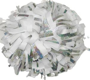 Wet Look White Mix Holo Silver <span class=keywords><strong>Cheerleading</strong></span> pon pon per cheerleader con prezzo di fabbrica - Product Image 4