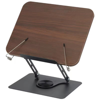 Support pliable pour ordinateur portable et livres avec rotation à 360°, hauteur et angle réglables, organisateur de bureau en bois et métal avec fixation par clip
