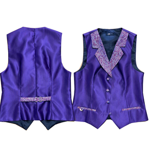 OEM Service Cheap New Arrival Autumn Men Slim Fit Dress <strong>Purple</strong> Solid Color Vests <strong>Waistcoats</strong> - Product Image 2