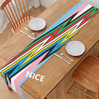 Chemin de table personnalisé en polyester, motif arc-en-ciel, pour personnes transgenres, gays, handicapées, idéal pour les fêtes à thème et la présentation de table pour événements.