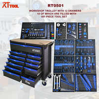 Coffret d'outils RT TOOL Mechanic 501 pièces, chariot à outils robuste en métal avec kit automobile