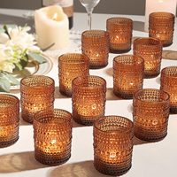 Porte-bougies cylindriques en verre transparent perlé de luxe, lot de 12, pour centres de table de mariage et décoration de salle à manger