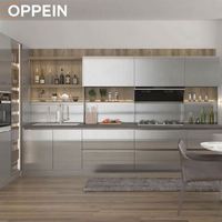 Meubles de cuisine OPPEIN professionnels, modernes, intelligents, préfabriqués, en forme de L, entièrement complets, en alliage d'aluminium et acier inoxydable.