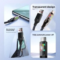 Kabel Data Pengisian Cepat Transparan Bercahaya 240W Tipe-C untuk Mobil