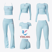 Mode 2026 Nouveau survêtement de sport printemps pour femme, ensemble deux pièces pantalon et crop top à manches longues, tenue de sport pour femme