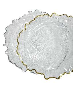 Piatto <span class=keywords><strong>di</strong></span> <span class=keywords><strong>plastica</strong></span> tondo <span class=keywords><strong>trasparente</strong></span> con argento oro Silber cerchione caricabatterie sostenibile per festa nuziale fornisce piatto modello materiale PS - Product Image 1