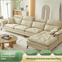 Cremefarbenes Sofa aus No-Wash-Technikgewebe; Abnehmbar und Waschbar; Extra Tiefe Sitzfläche; Chaiselongue; L-förmig; Gefüllt; Wohnzimmer