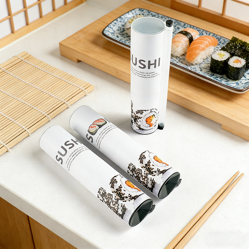 Customizable Color Printed Catering Sushi Push Pop Paper Tubes Sashimi Push Pop-up Tube Paper Container Cylinder