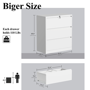 Gabinete moderno de acero de 3 cajones con cofre extraíble para oficina, escuela, almacén o taller de almacenamiento - Product Image 4