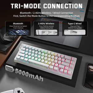 <span class=keywords><strong>Clavier</strong></span> de jeu ATTACK SHARK X68 PRO HE Tri-mode avec taux de polling de 8K, interrupteurs magnétiques à effet Hall, Hot-Swap, rétroéclairage RGB - Product Image 6