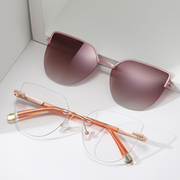 MS 85016 Nuevas Gafas de Moda para Mujer, Montura Brillante de Metal y TR90 con Diseño de Ojo de Gato, Bloqueo de Luz Azul, Diseño Colorido