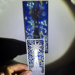 Segnalibro personalizzato in vetro colorato-nome/Logo personalizzato, stile finestra colorata in metallo smalto chiesa, accessorio di lettura - Product Image 6