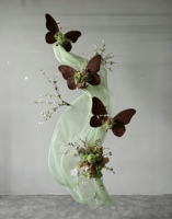 Grande Décoration de Plafond en Fleurs Papillon, Couleur Personnalisée, Drapé Floral Artificiel en Organza pour Fond de Scène de Mariage, Décoration d'Événements et de Fêtes