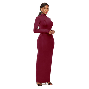 NOUVELLE <span class=keywords><strong>Robe</strong></span> longue à manches longues pour femmes, vente en gros, <span class=keywords><strong>robe</strong></span> <span class=keywords><strong>moulante</strong></span> à col roulé grande taille pour femmes - Product Image 3