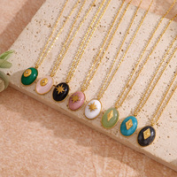 Collier pendentif étoile ovale en pierre naturelle plaqué or 18 carats en acier inoxydable pour femme, style vintage, vente en gros OEM
